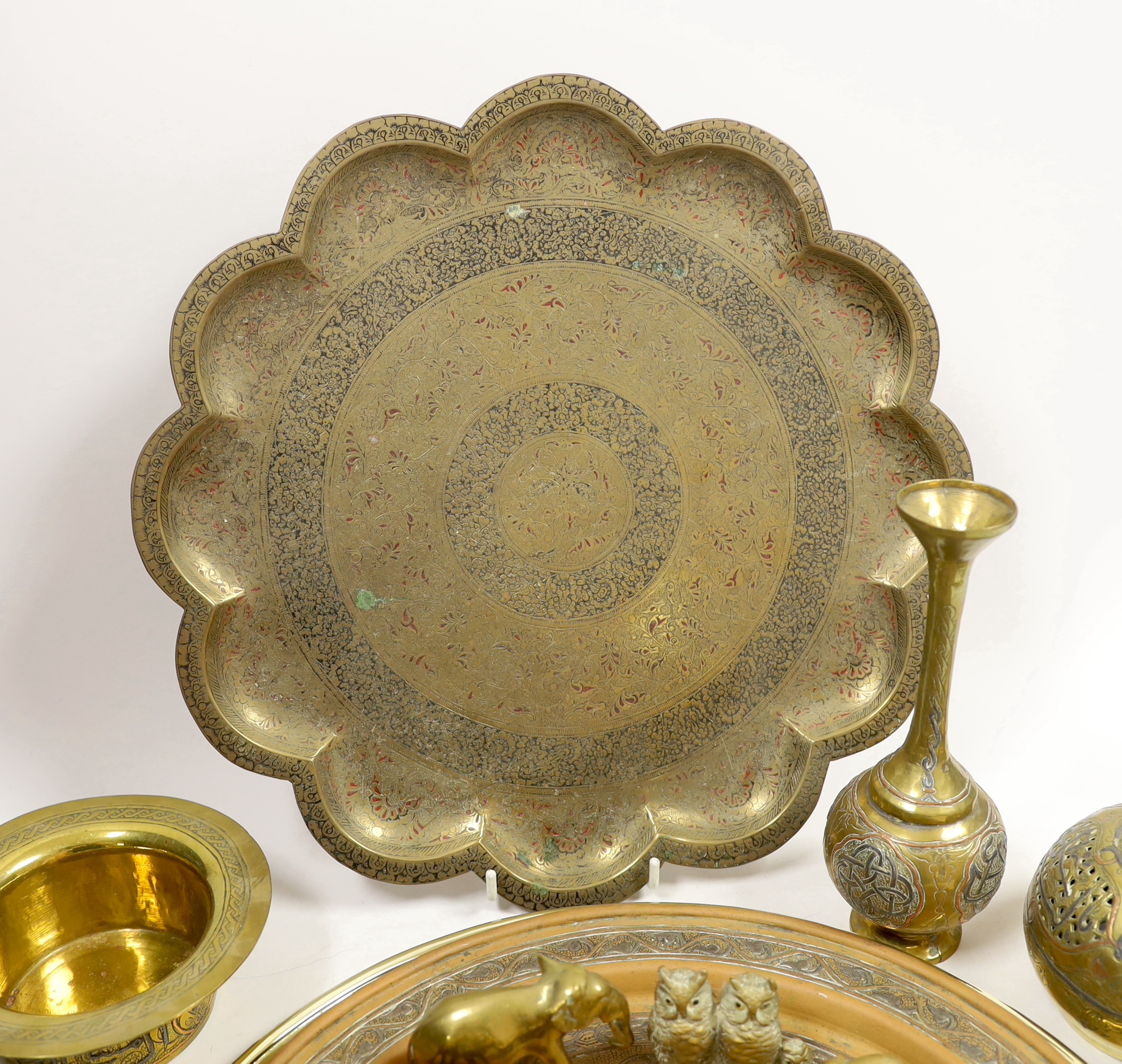 A group of Persian metal and brassware